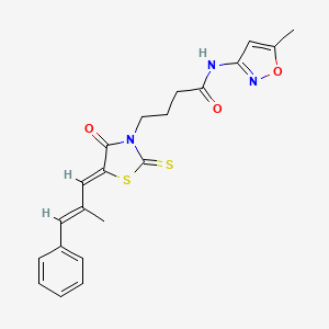 4-((Z)-5-((E)-2-methyl-3-phenylallylidene)-4-oxo-2-thioxothiazolidin-3-yl)-N-(5-methylisoxazol-3-yl)butanamide