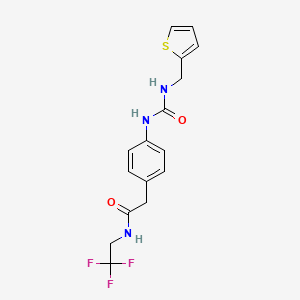 molecular formula C16H16F3N3O2S B2867409 2-(4-(3-(thiophen-2-ylmethyl)ureido)phenyl)-N-(2,2,2-trifluoroethyl)acetamide CAS No. 1235158-91-4