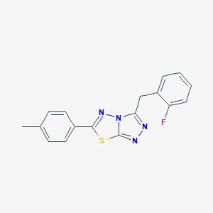 molecular formula C17H13FN4S B286741 3-(2-Fluorobenzyl)-6-(4-methylphenyl)[1,2,4]triazolo[3,4-b][1,3,4]thiadiazole 