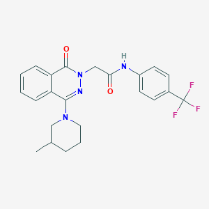 molecular formula C23H23F3N4O2 B2867418 N-(2-乙基苯基)-N'-(8-氟-2-哌啶-1-基喹啉-6-基)脲 CAS No. 1115905-62-8