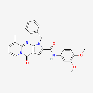 molecular formula C27H24N4O4 B2867423 1-benzyl-N-(3,4-dimethoxyphenyl)-9-methyl-4-oxo-1,4-dihydropyrido[1,2-a]pyrrolo[2,3-d]pyrimidine-2-carboxamide CAS No. 900269-89-8