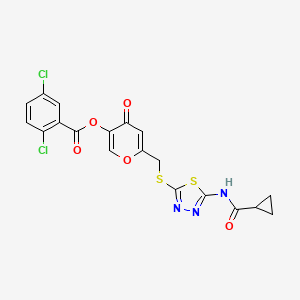 6-(((5-(cyclopropanecarboxamido)-1,3,4-thiadiazol-2-yl)thio)methyl)-4-oxo-4H-pyran-3-yl 2,5-dichlorobenzoate