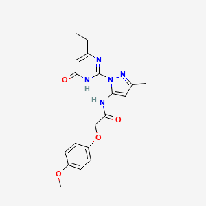 molecular formula C20H23N5O4 B2867438 2-(4-甲氧基苯氧基)-N-(3-甲基-1-(6-氧代-4-丙基-1,6-二氢嘧啶-2-基)-1H-吡唑-5-基)乙酰胺 CAS No. 1002932-59-3