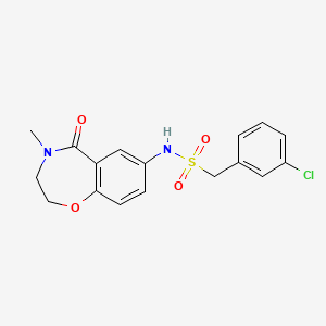 molecular formula C17H17ClN2O4S B2867450 1-(3-氯苯基)-N-(4-甲基-5-氧代-2,3,4,5-四氢苯并[f][1,4]恶杂环-7-基)甲磺酰胺 CAS No. 922062-13-3
