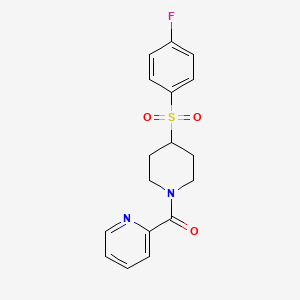 molecular formula C17H17FN2O3S B2867457 (4-((4-Fluorophenyl)sulfonyl)piperidin-1-yl)(pyridin-2-yl)methanone CAS No. 1448079-43-3