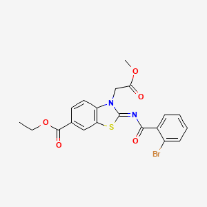molecular formula C20H17BrN2O5S B2867466 Ethyl 2-(2-bromobenzoyl)imino-3-(2-methoxy-2-oxoethyl)-1,3-benzothiazole-6-carboxylate CAS No. 865197-44-0