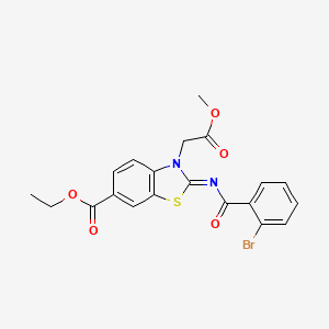 molecular formula C20H17BrN2O5S B2867466 2-(2-溴苯甲酰)亚氨基-3-(2-甲氧基-2-氧代乙基)-1,3-苯并噻唑-6-羧酸乙酯 CAS No. 865197-44-0