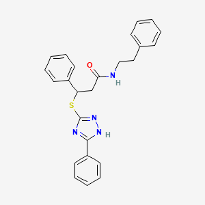 molecular formula C25H24N4OS B2867474 3-phenyl-N-(2-phenylethyl)-3-[(5-phenyl-4H-1,2,4-triazol-3-yl)sulfanyl]propanamide CAS No. 877818-67-2