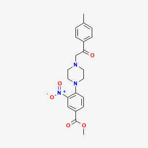 molecular formula C21H23N3O5 B2867475 4-{4-[2-(4-甲基苯基)-2-氧代乙基]哌嗪基}-3-硝基苯甲酸甲酯 CAS No. 341967-74-6