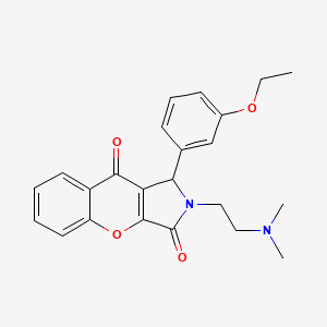 molecular formula C23H24N2O4 B2867478 2-(2-(Dimethylamino)ethyl)-1-(3-ethoxyphenyl)-1,2-dihydrochromeno[2,3-c]pyrrole-3,9-dione CAS No. 631866-72-3