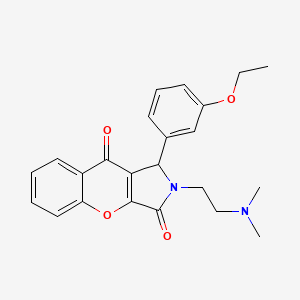 molecular formula C23H24N2O4 B2867478 2-(2-(二甲基氨基)乙基)-1-(3-乙氧基苯基)-1,2-二氢色烯并[2,3-c]吡咯-3,9-二酮 CAS No. 631866-72-3