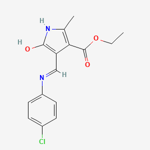 molecular formula C15H15ClN2O3 B2867486 ethyl 4-[(4-chloroanilino)methylene]-2-methyl-5-oxo-4,5-dihydro-1H-pyrrole-3-carboxylate CAS No. 251307-03-6
