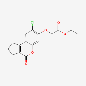 molecular formula C16H15ClO5 B2867496 Ethyl [(8-chloro-4-oxo-1,2,3,4-tetrahydrocyclopenta[c]chromen-7-yl)oxy]acetate CAS No. 304880-44-2