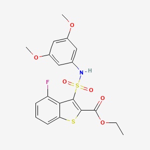 molecular formula C19H18FNO6S2 B2867497 3-[(3,5-二甲氧苯基)磺酰氨基]-4-氟-1-苯并噻吩-2-甲酸乙酯 CAS No. 932520-65-5