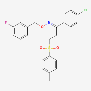 molecular formula C23H21ClFNO3S B2867505 (E)-[1-(4-chlorophenyl)-3-(4-methylbenzenesulfonyl)propylidene][(3-fluorophenyl)methoxy]amine CAS No. 477867-78-0