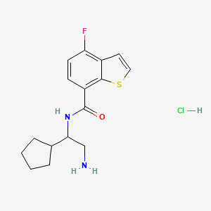 molecular formula C16H20ClFN2OS B2867512 N-(2-Amino-1-cyclopentylethyl)-4-fluoro-1-benzothiophene-7-carboxamide;hydrochloride CAS No. 2418721-85-2