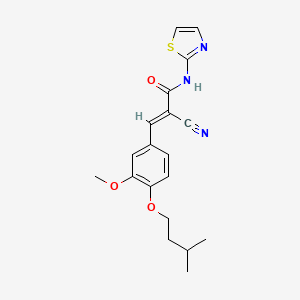 molecular formula C19H21N3O3S B2867515 (E)-2-cyano-3-[3-methoxy-4-(3-methylbutoxy)phenyl]-N-(1,3-thiazol-2-yl)prop-2-enamide CAS No. 891625-34-6