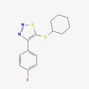 molecular formula C14H15FN2S2 B2867529 5-(Cyclohexylsulfanyl)-4-(4-fluorophenyl)-1,2,3-thiadiazole CAS No. 338408-65-4