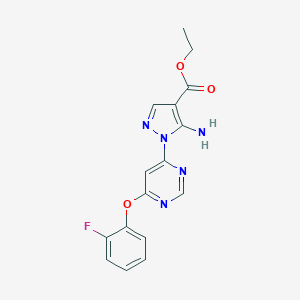 molecular formula C16H14FN5O3 B286754 ethyl 5-amino-1-[6-(2-fluorophenoxy)-4-pyrimidinyl]-1H-pyrazole-4-carboxylate 