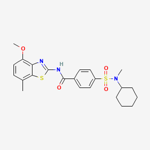 molecular formula C23H27N3O4S2 B2867541 4-[cyclohexyl(methyl)sulfamoyl]-N-(4-methoxy-7-methyl-1,3-benzothiazol-2-yl)benzamide CAS No. 896676-25-8