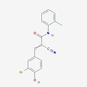 molecular formula C17H13BrN2O2 B2867546 3-(3-bromo-4-hydroxyphenyl)-2-cyano-N-(2-methylphenyl)prop-2-enamide CAS No. 340302-82-1