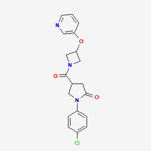 molecular formula C19H18ClN3O3 B2867548 1-(4-氯苯基)-4-(3-(吡啶-3-基氧基)氮杂环丁-1-羰基)吡咯烷-2-酮 CAS No. 1904046-32-7