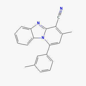 molecular formula C20H15N3 B2867549 3-Methyl-1-(3-methylphenyl)pyrido[1,2-a]benzimidazole-4-carbonitrile CAS No. 730976-50-8