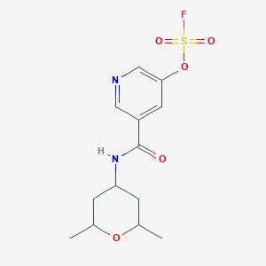 molecular formula C13H17FN2O5S B2867551 3-[(2,6-Dimethyloxan-4-yl)carbamoyl]-5-fluorosulfonyloxypyridine CAS No. 2418703-62-3
