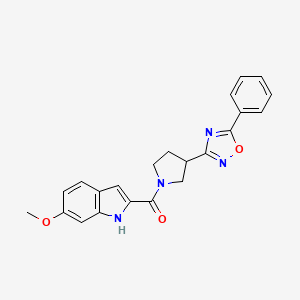 (6-methoxy-1H-indol-2-yl)(3-(5-phenyl-1,2,4-oxadiazol-3-yl)pyrrolidin-1-yl)methanone