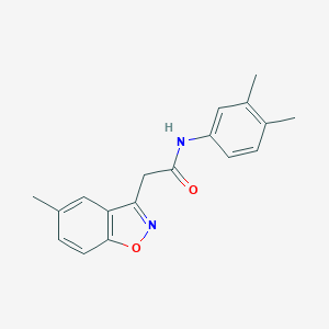 molecular formula C18H18N2O2 B286757 N-(3,4-dimethylphenyl)-2-(5-methyl-1,2-benzisoxazol-3-yl)acetamide 