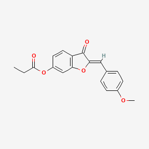 (Z)-2-(4-methoxybenzylidene)-3-oxo-2,3-dihydrobenzofuran-6-yl propionate