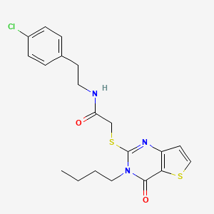 molecular formula C20H22ClN3O2S2 B2867589 2-[(3-butyl-4-oxo-3,4-dihydrothieno[3,2-d]pyrimidin-2-yl)sulfanyl]-N-[2-(4-chlorophenyl)ethyl]acetamide CAS No. 1261012-90-1
