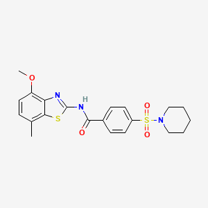 molecular formula C21H23N3O4S2 B2867599 N-(4-methoxy-7-methylbenzo[d]thiazol-2-yl)-4-(piperidin-1-ylsulfonyl)benzamide CAS No. 862807-51-0