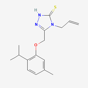 molecular formula C16H21N3OS B2867600 5-[5-methyl-2-(propan-2-yl)phenoxymethyl]-4-(prop-2-en-1-yl)-4H-1,2,4-triazole-3-thiol CAS No. 733031-02-2