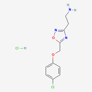 molecular formula C11H13Cl2N3O2 B2867604 2-{5-[(4-氯苯氧基)甲基]-1,2,4-恶二唑-3-基}乙胺盐酸盐 CAS No. 2219375-42-3