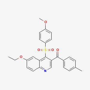 (6-Ethoxy-4-((4-methoxyphenyl)sulfonyl)quinolin-3-yl)(p-tolyl)methanone
