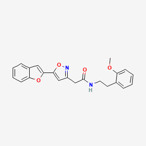 molecular formula C22H20N2O4 B2867620 2-(5-(benzofuran-2-yl)isoxazol-3-yl)-N-(2-methoxyphenethyl)acetamide CAS No. 1105243-90-0