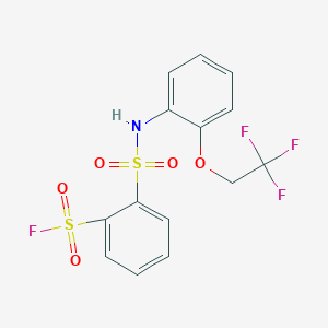 molecular formula C14H11F4NO5S2 B2867624 2-{[2-(2,2,2-Trifluoroethoxy)phenyl]sulfamoyl}benzene-1-sulfonyl fluoride CAS No. 1808657-90-0