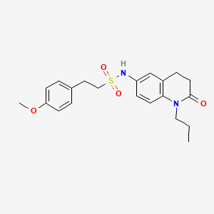 molecular formula C21H26N2O4S B2867634 2-(4-methoxyphenyl)-N-(2-oxo-1-propyl-1,2,3,4-tetrahydroquinolin-6-yl)ethanesulfonamide CAS No. 954614-26-7