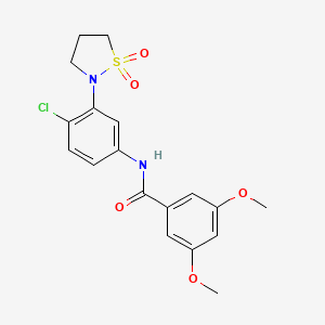 molecular formula C18H19ClN2O5S B2867637 N-(4-chloro-3-(1,1-dioxidoisothiazolidin-2-yl)phenyl)-3,5-dimethoxybenzamide CAS No. 1005305-14-5