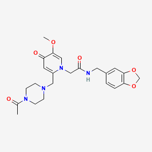 molecular formula C23H28N4O6 B2867641 2-(2-((4-acetylpiperazin-1-yl)methyl)-5-methoxy-4-oxopyridin-1(4H)-yl)-N-(benzo[d][1,3]dioxol-5-ylmethyl)acetamide CAS No. 921490-43-9