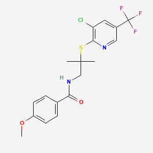 N-(2-{[3-chloro-5-(trifluoromethyl)-2-pyridinyl]sulfanyl}-2-methylpropyl)-4-methoxybenzenecarboxamide