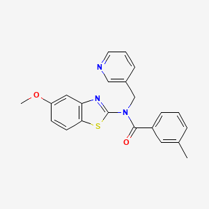 molecular formula C22H19N3O2S B2867652 N-(5-methoxybenzo[d]thiazol-2-yl)-3-methyl-N-(pyridin-3-ylmethyl)benzamide CAS No. 895411-06-0