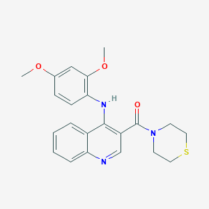 molecular formula C22H23N3O3S B2867655 (4-((2,4-Dimethoxyphenyl)amino)quinolin-3-yl)(thiomorpholino)methanone CAS No. 1358886-18-6