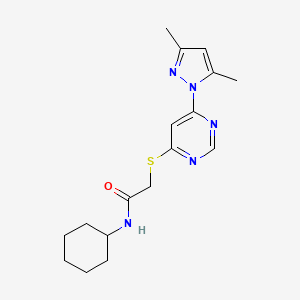molecular formula C17H23N5OS B2867658 N-cyclohexyl-2-((6-(3,5-dimethyl-1H-pyrazol-1-yl)pyrimidin-4-yl)thio)acetamide CAS No. 1251558-12-9