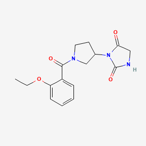 molecular formula C16H19N3O4 B2867666 3-(1-(2-Ethoxybenzoyl)pyrrolidin-3-yl)imidazolidine-2,4-dione CAS No. 2309538-18-7