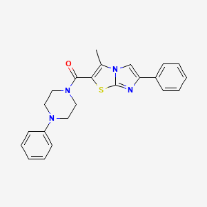 molecular formula C23H22N4OS B2867675 (3-甲基-6-苯基咪唑并[2,1-b]噻唑-2-基)(4-苯基哌嗪-1-基)甲苯酮 CAS No. 852132-65-1