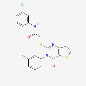 molecular formula C22H20ClN3O2S2 B2867678 N-(3-氯苯基)-2-((3-(3,5-二甲苯基)-4-氧代-3,4,6,7-四氢噻吩并[3,2-d]嘧啶-2-基)硫代)乙酰胺 CAS No. 877653-46-8