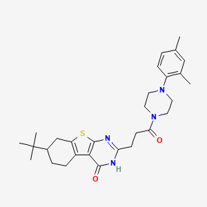 molecular formula C29H38N4O2S B2867683 7-叔丁基-2-{3-[4-(2,4-二甲苯基)哌嗪-1-基]-3-氧代丙基}-5,6,7,8-四氢[1]苯并噻吩并[2,3-d]嘧啶-4(3H)-酮 CAS No. 950444-26-5