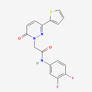 molecular formula C16H11F2N3O2S B2867688 N-(3,4-difluorophenyl)-2-(6-oxo-3-thiophen-2-ylpyridazin-1-yl)acetamide CAS No. 923100-21-4